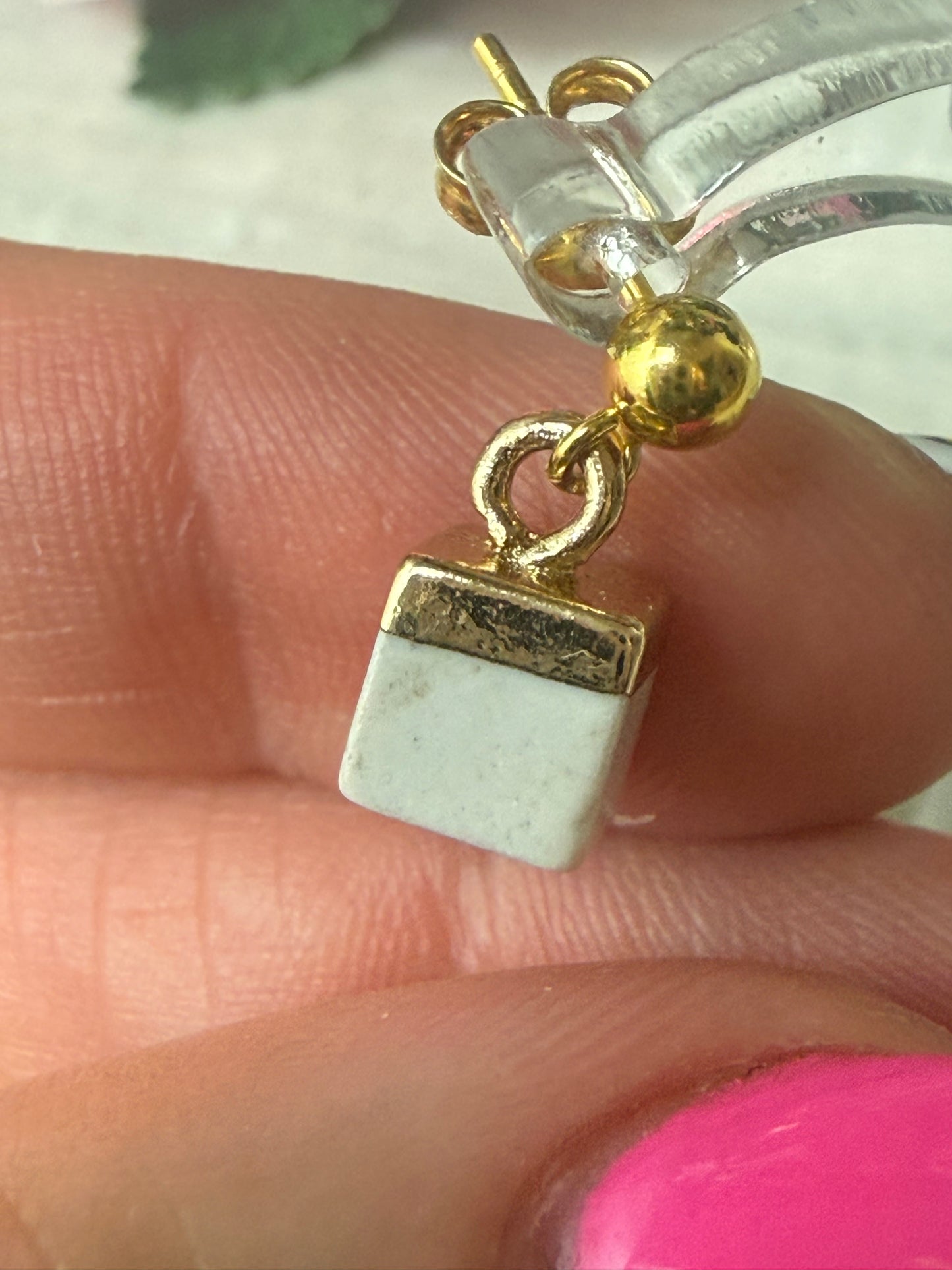 Handmade Gold Howlite Earrings