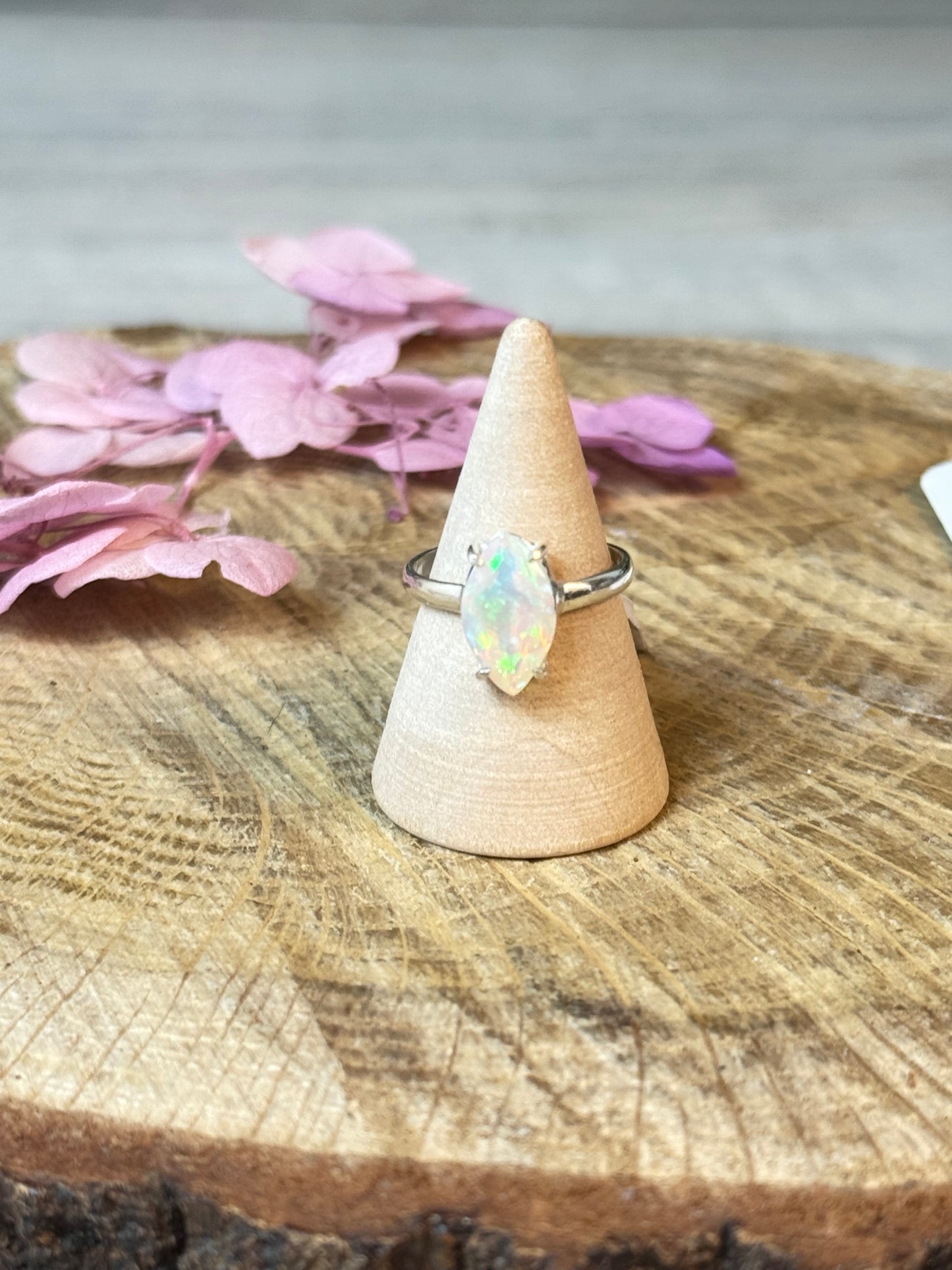 Ethiopian Opal 925 Silver Ring - Size L 1/2 - M