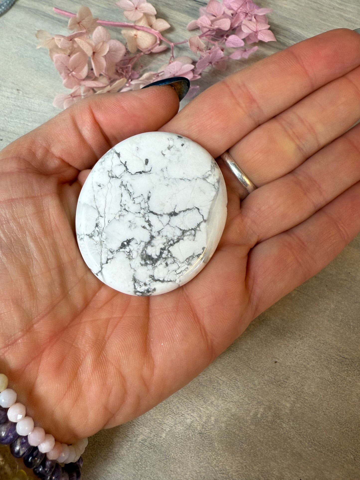 White Howlite Palm Stone