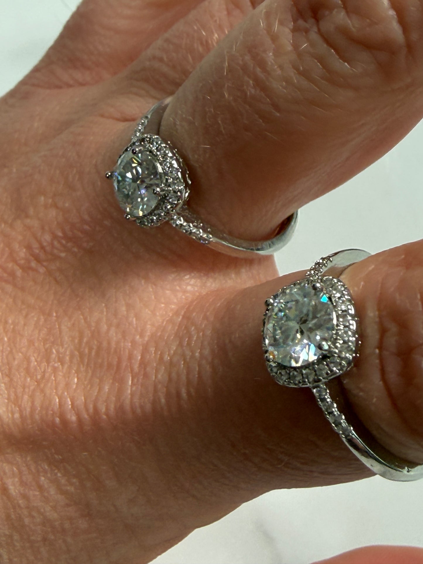 Moissanite Adjustable Silver Plated Ring