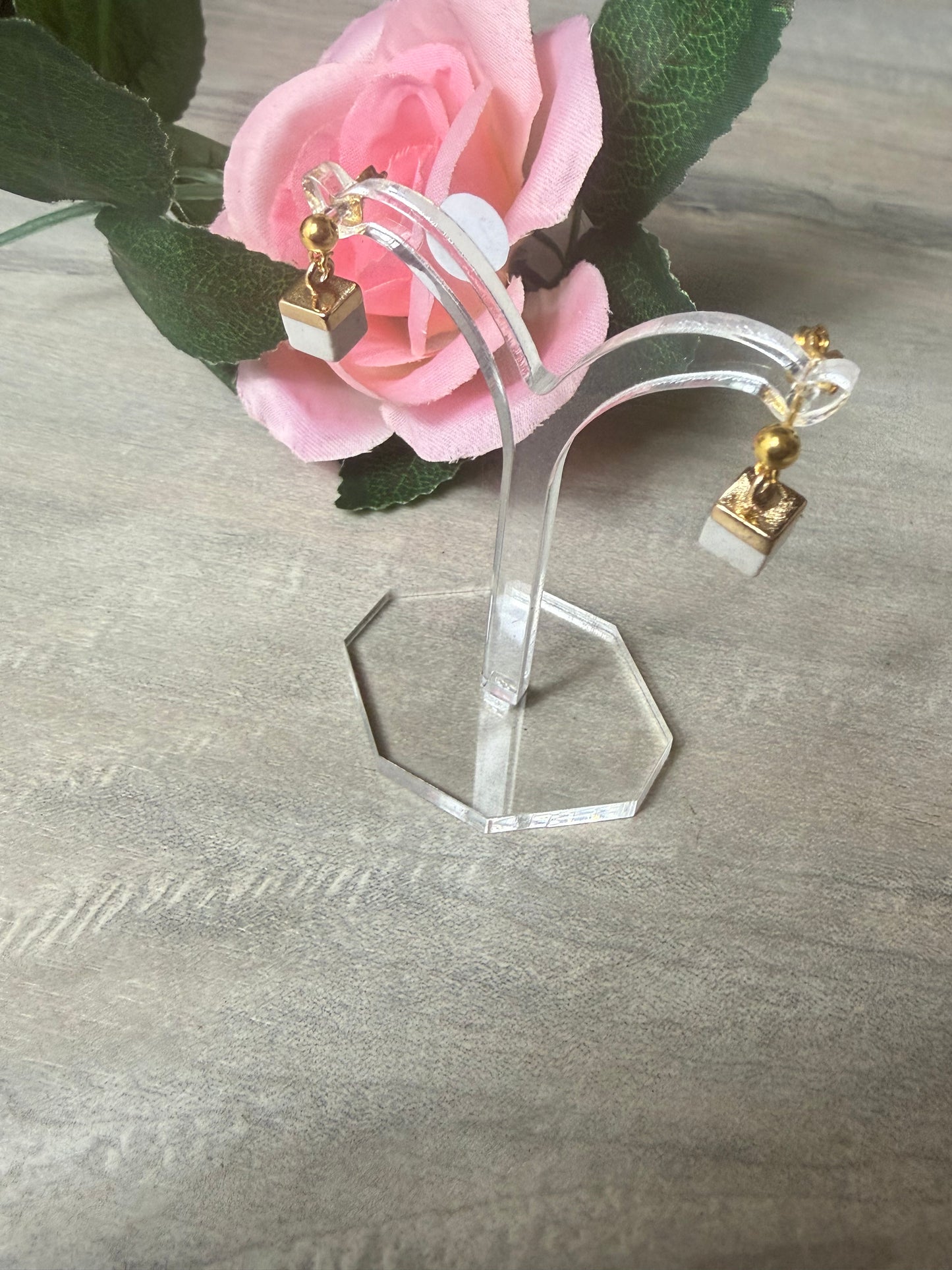 Handmade Gold Howlite Earrings