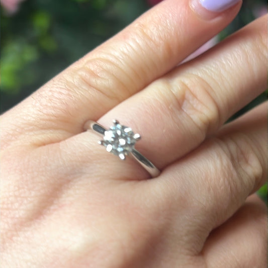 Moissanite 925 Sterling Silver Ring - Size L 1/2 Superb 0.90ct