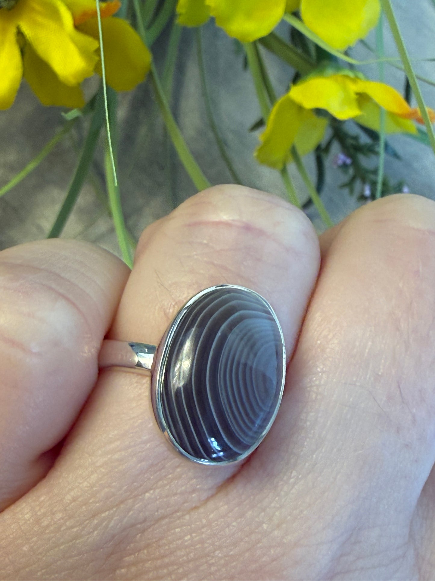Botswana Agate Adjustable 925 Silver Ring