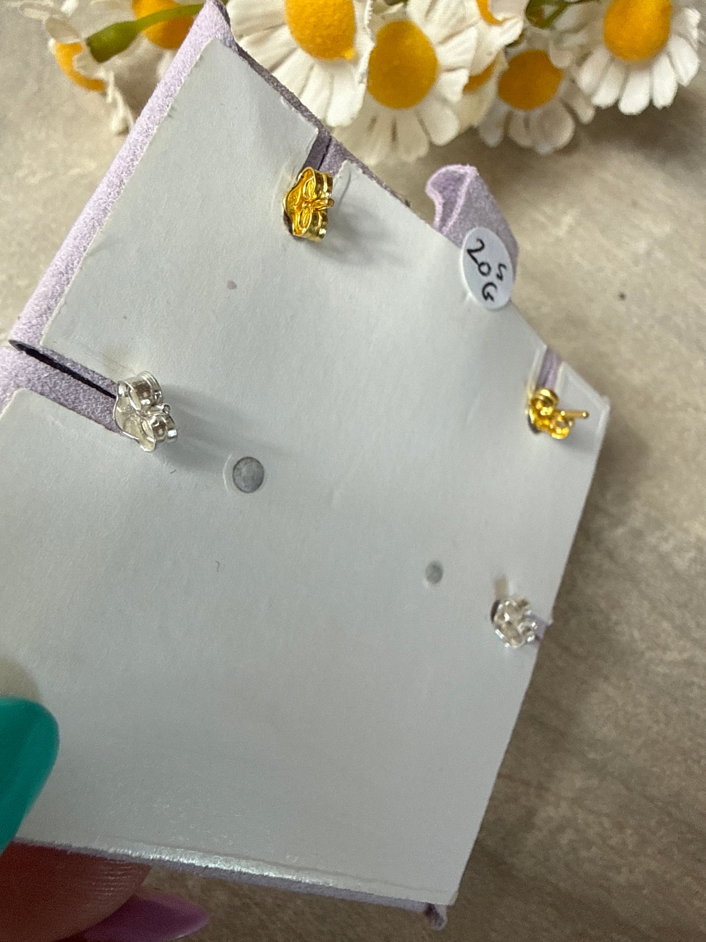Pyrite Studs Earrings Handmade - 18K / 925