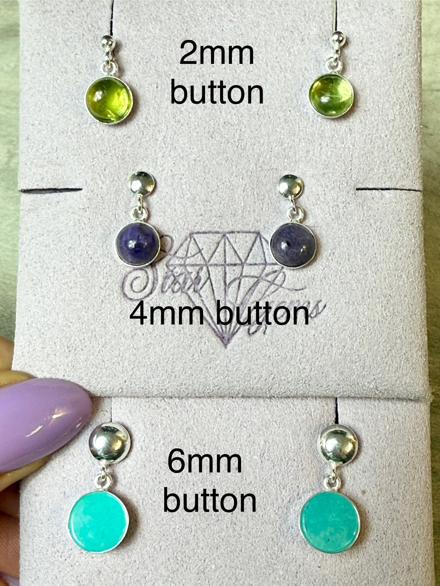 NEW SCG Handmade Sterling Silver Mini Dangle Button Studs