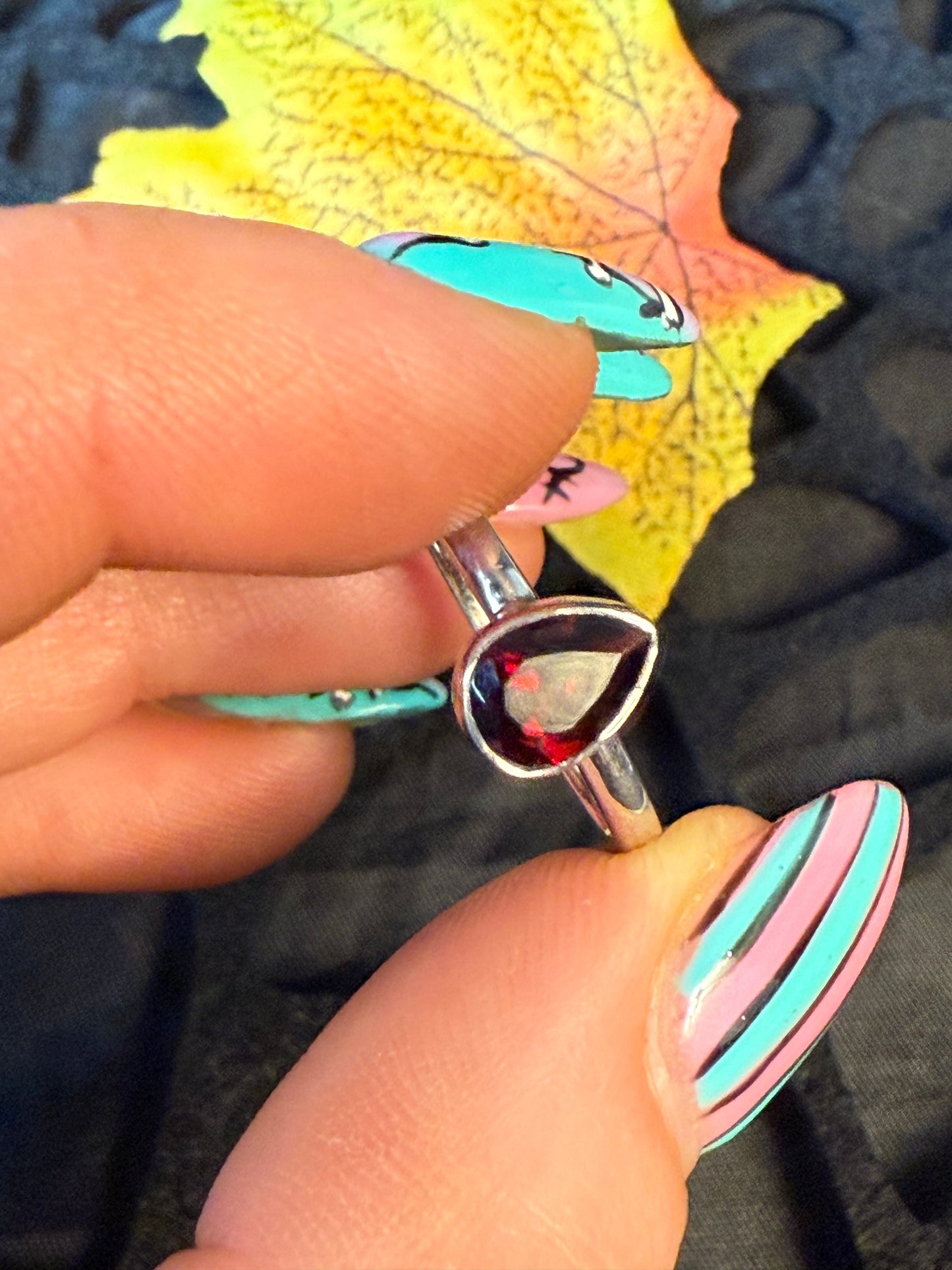 Garnet Facet 925 Silver Ring -  Size O 1/2