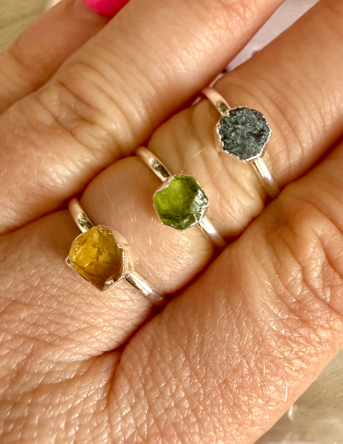 Adjustable Raw Minimal 925 Silver Rings