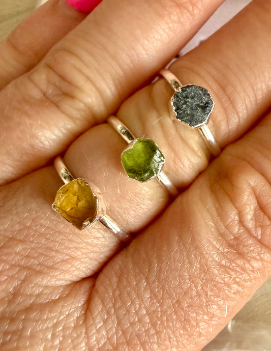 Adjustable Raw Minimal 925 Silver Rings