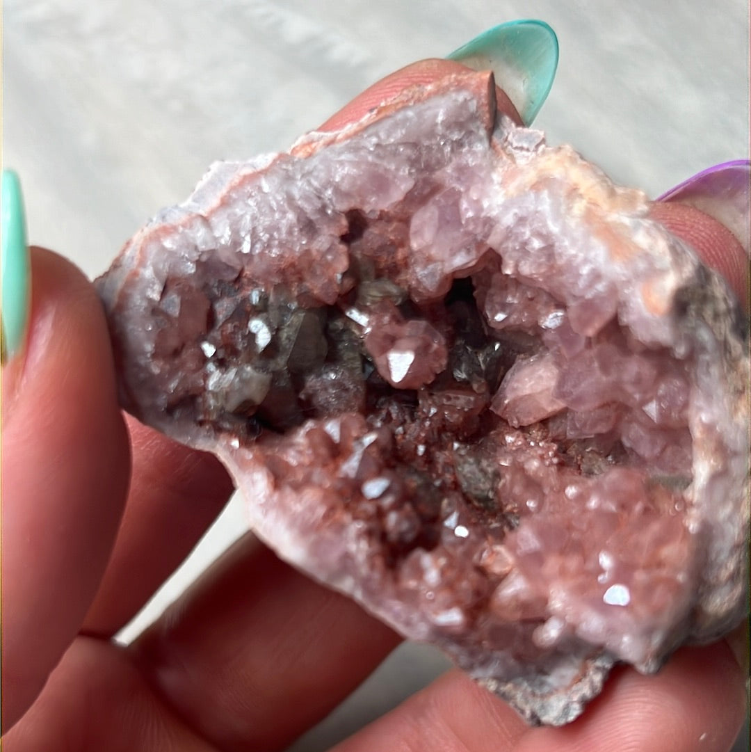 Pink Amethyst Geode Cluster Specimen