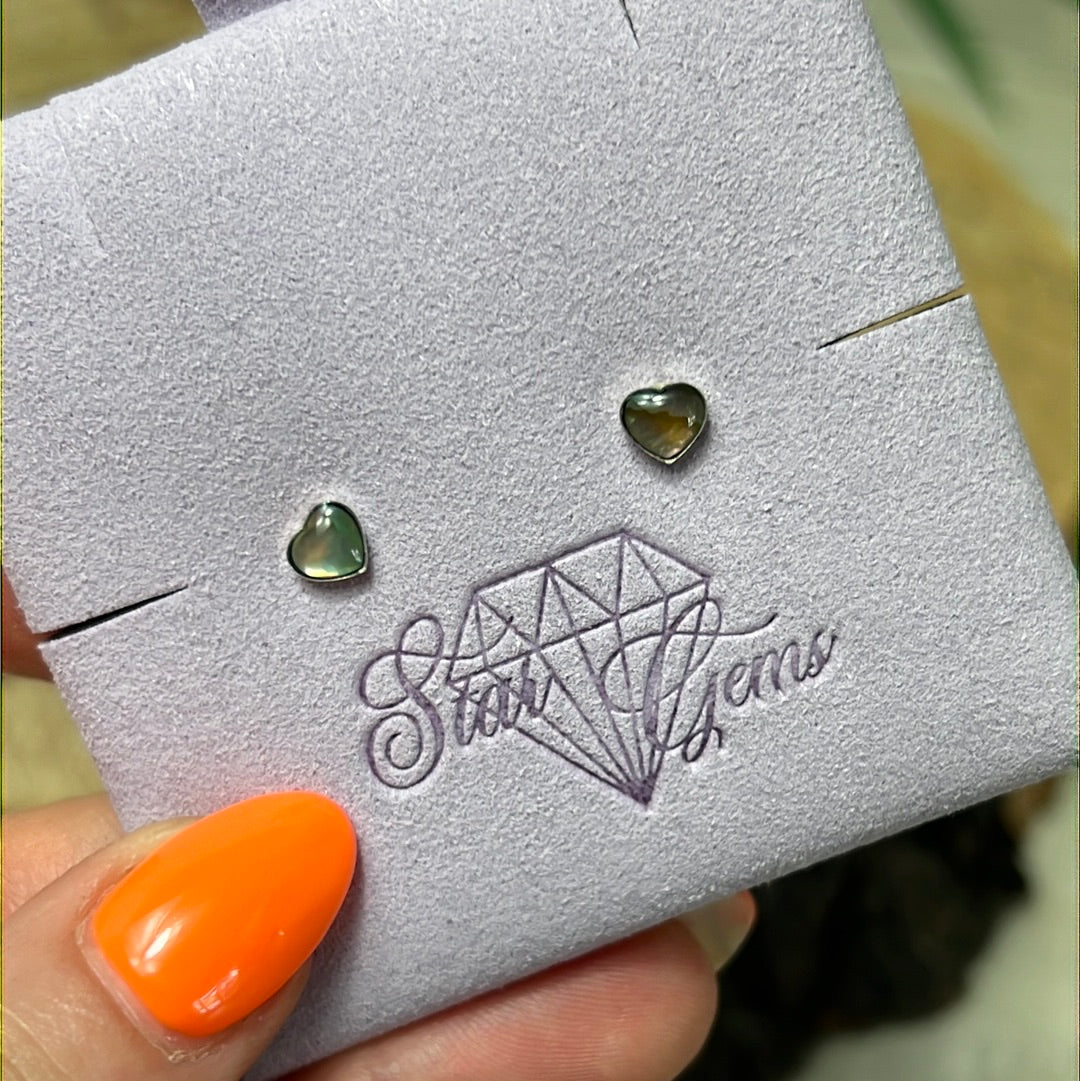 Heart Abalone Shell 925 Sterling Studs Earrings