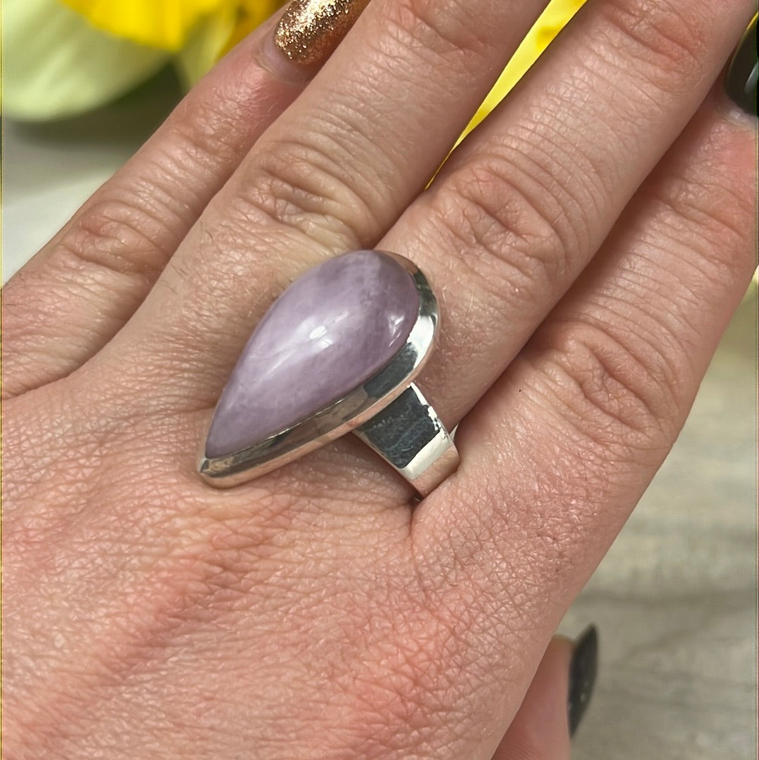 Kunzite 925 Silver Ring - Size S 1/2