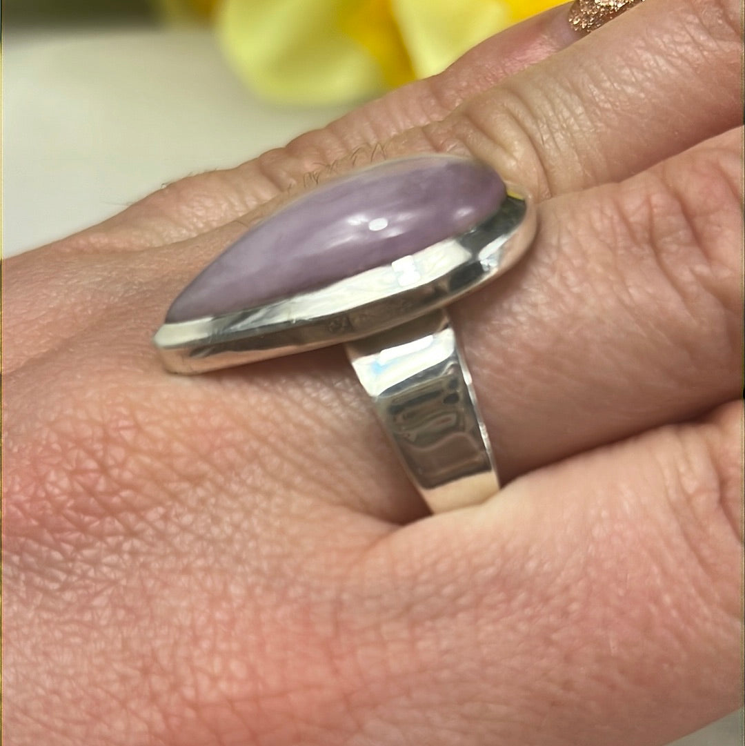 Kunzite 925 Silver Ring - Size S 1/2