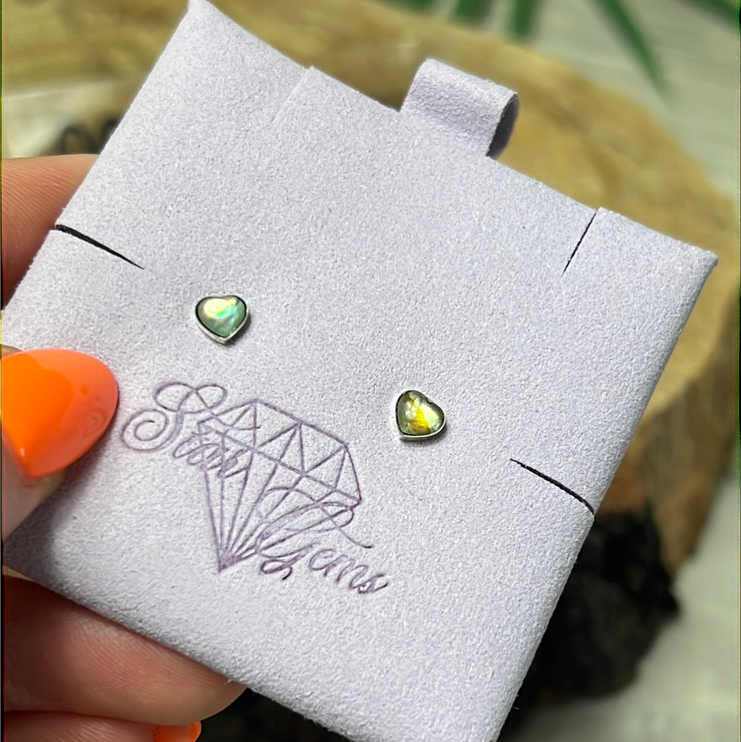 Heart Abalone Shell 925 Sterling Studs Earrings