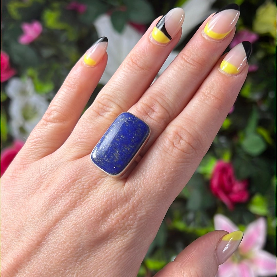 Lapis 925 Sterling Silver Ring - N 1/2