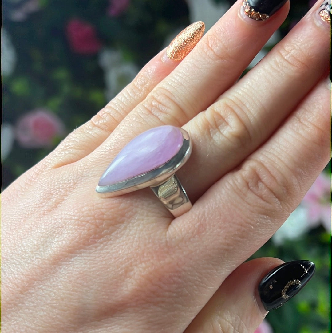 Kunzite 925 Silver Ring - Size S 1/2