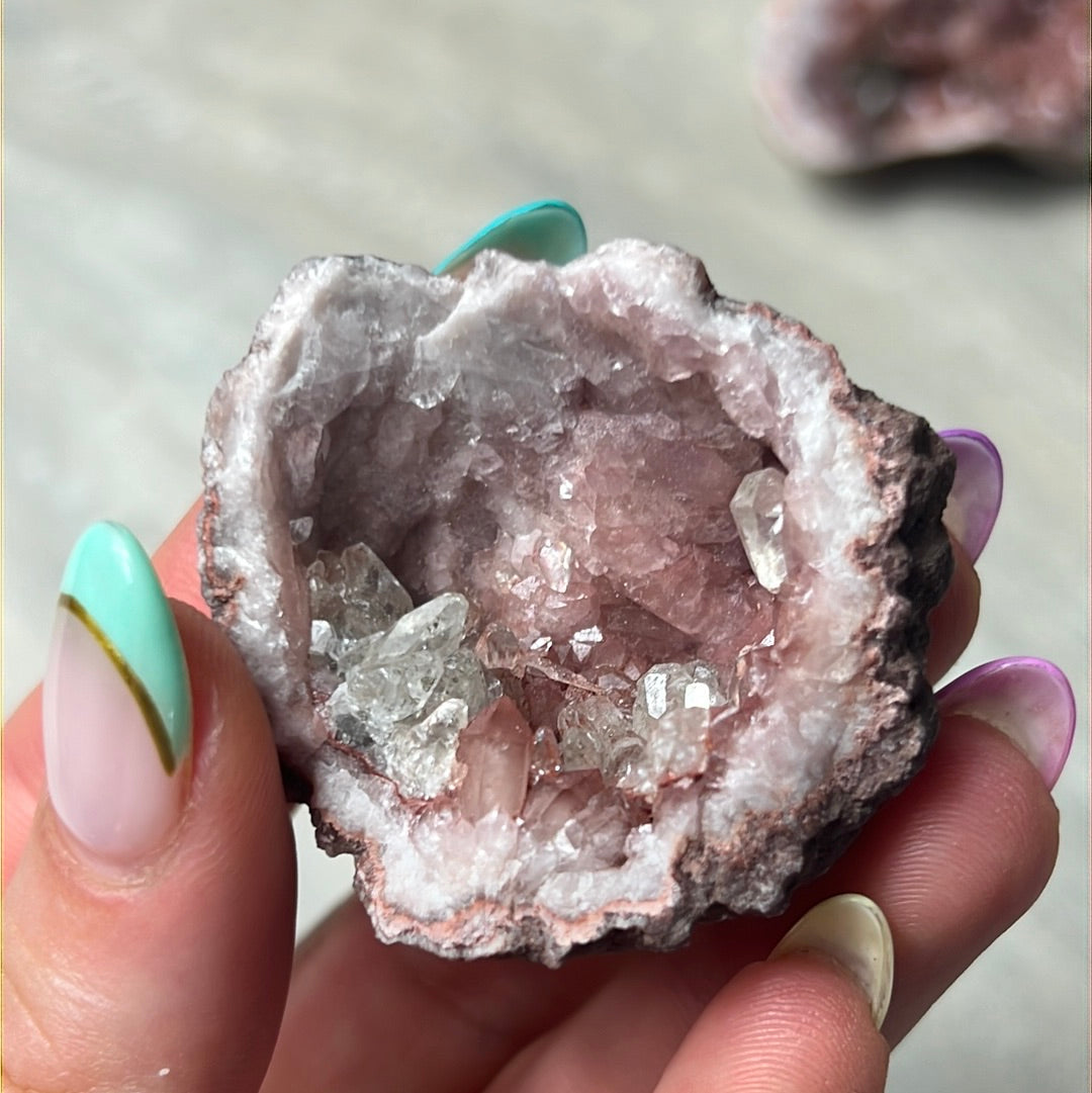 Pink Amethyst Geode Cluster Specimen