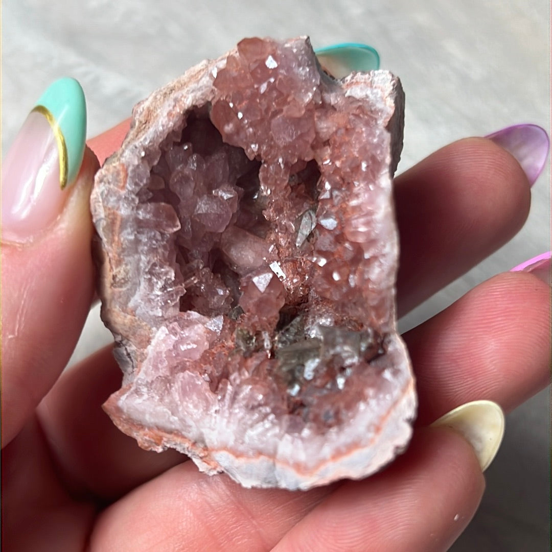 Pink Amethyst Geode Cluster Specimen