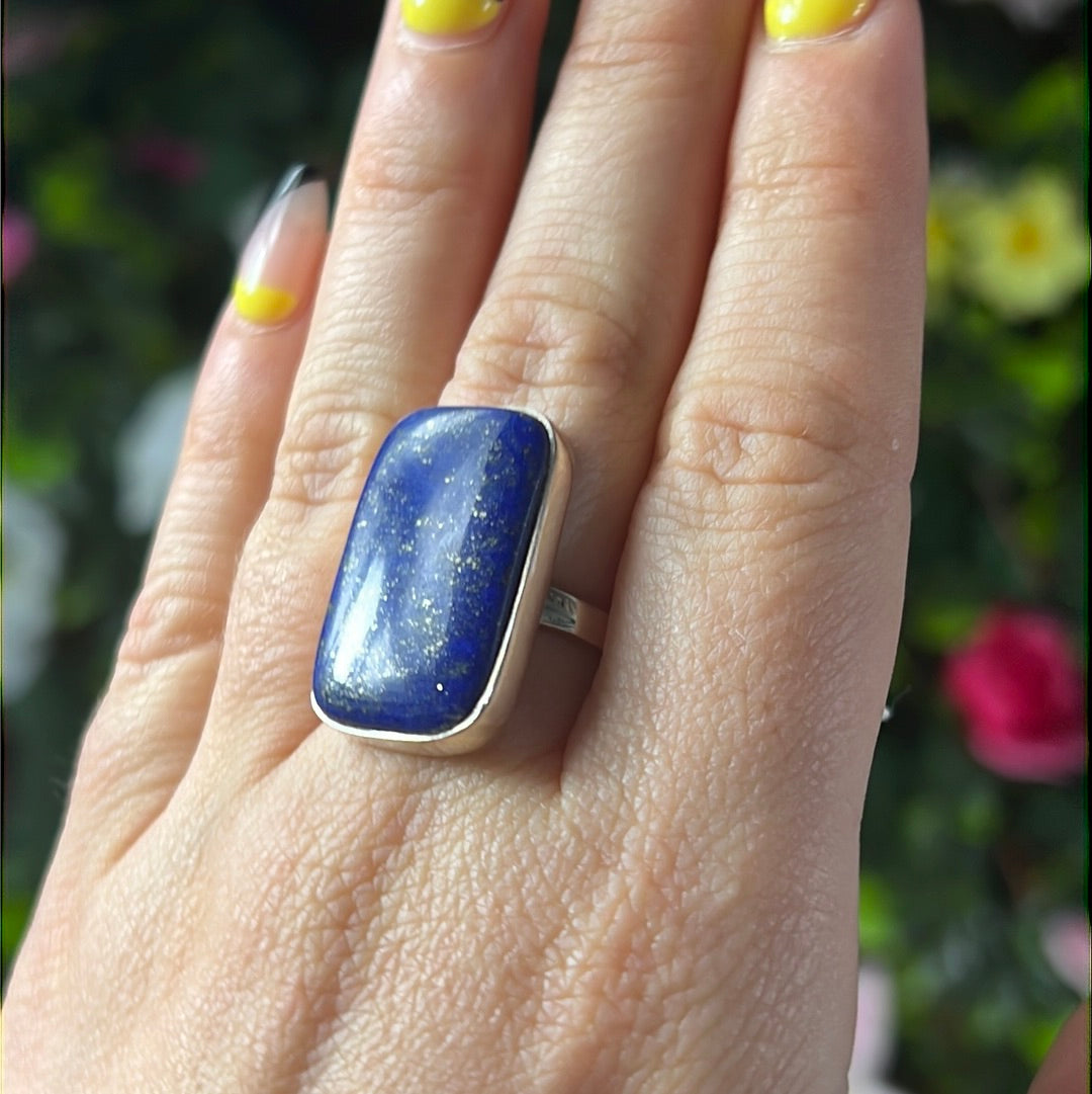 Lapis 925 Sterling Silver Ring - N 1/2