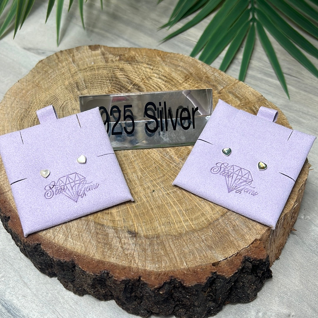 Heart Abalone Shell 925 Sterling Studs Earrings