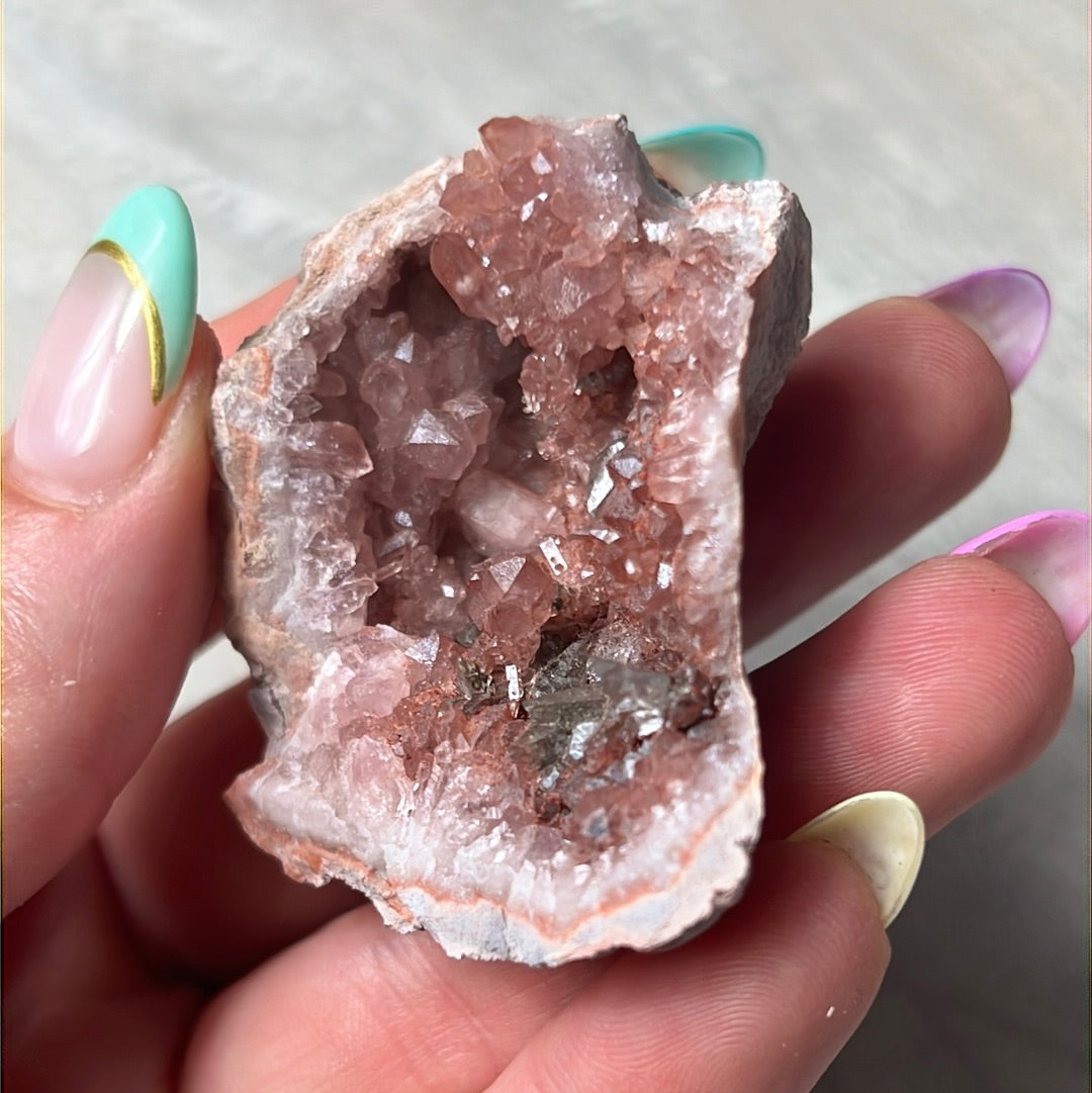 Pink Amethyst Geode Cluster Specimen