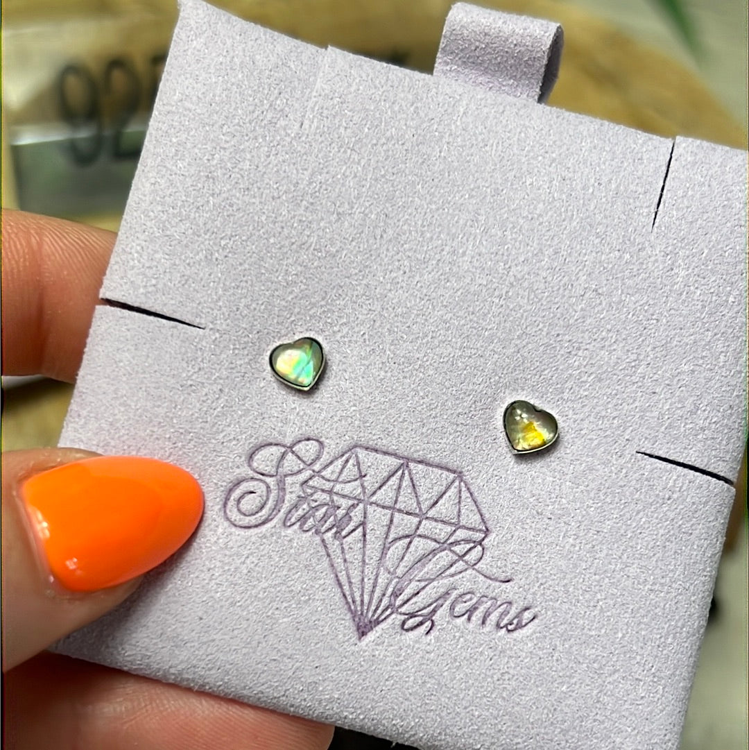 Heart Abalone Shell 925 Sterling Studs Earrings