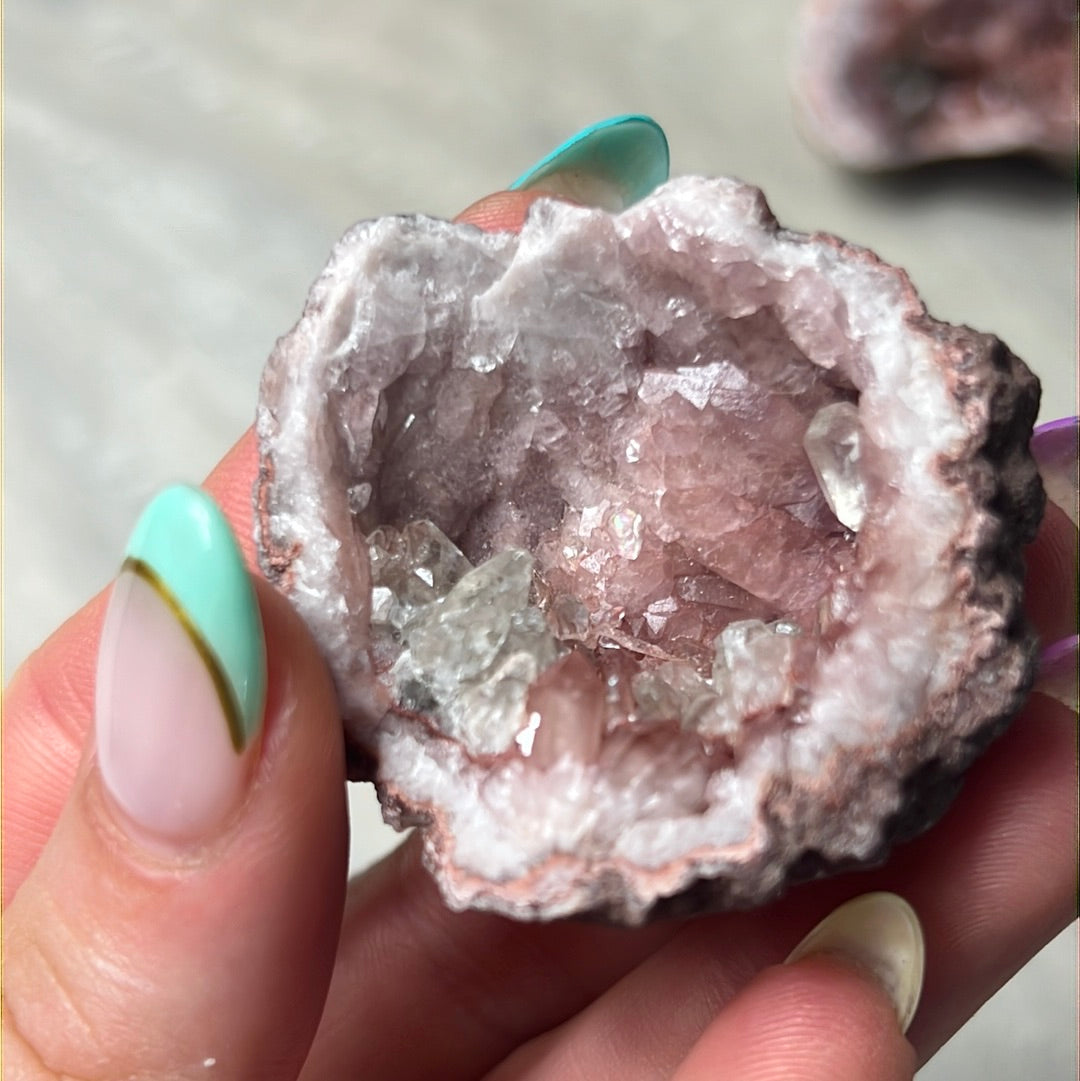 Pink Amethyst Geode Cluster Specimen