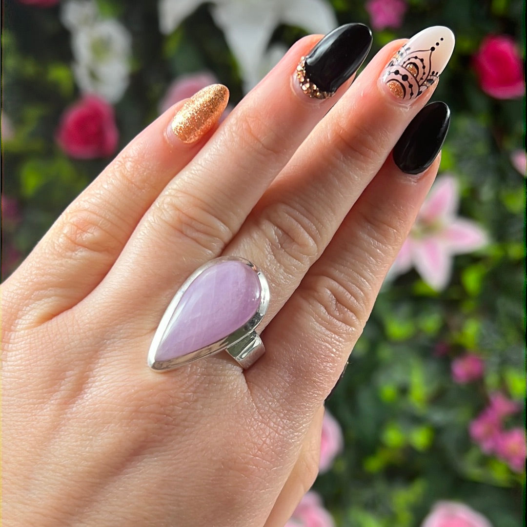 Kunzite 925 Silver Ring - Size S 1/2