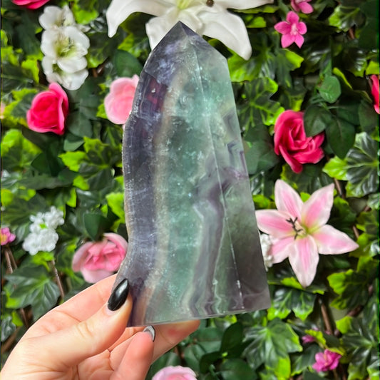 Large Druzy Fluorite Tower Point