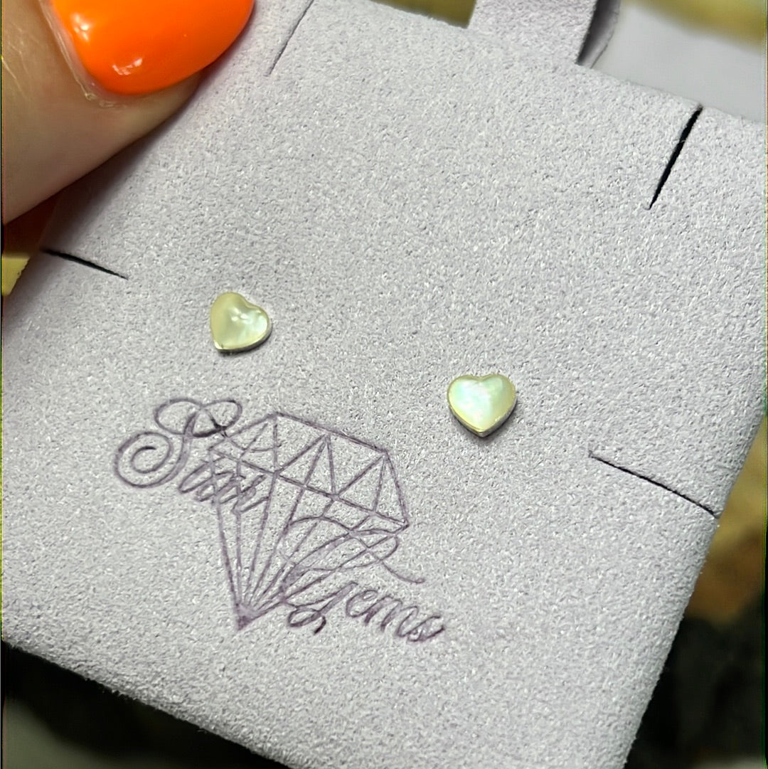 Heart Abalone Shell 925 Sterling Studs Earrings