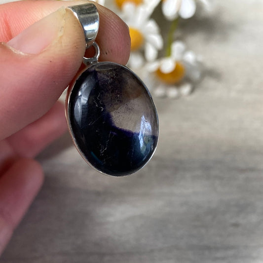 Blue John UK Fluorite Pendant 925 Silver