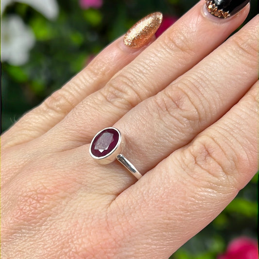 Ruby Facet 925 Ring - Size O