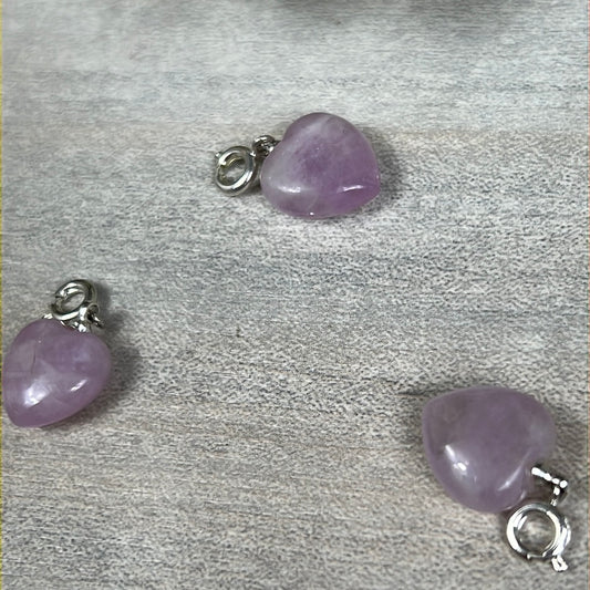 Small Kunzite Heart Clip Clasp Pendant